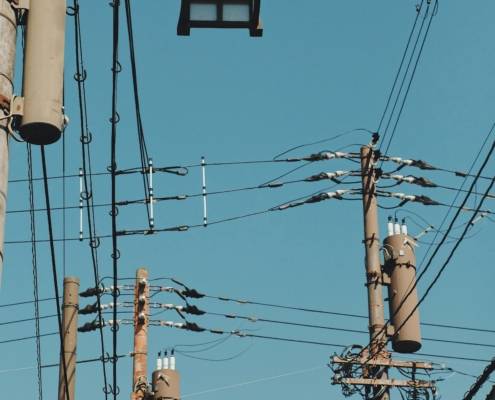 power lines and streetlight