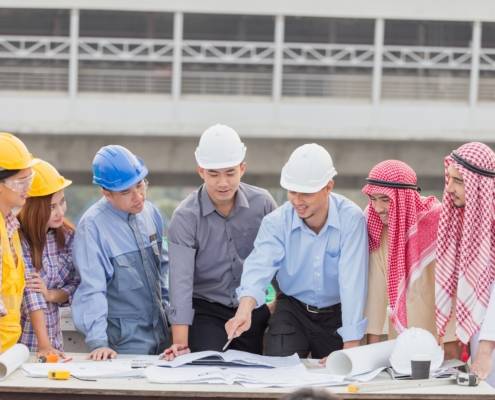 diverse construction workers