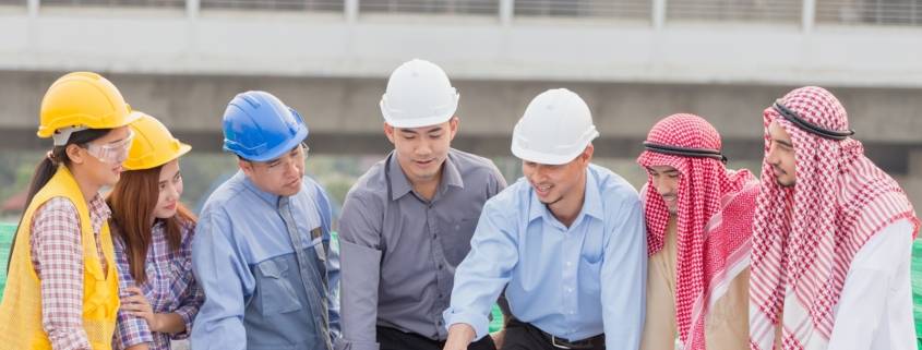 diverse construction workers