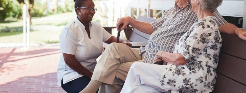 elderly couple sitting