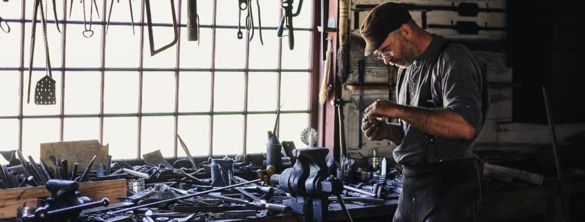 blacksmith with many tools