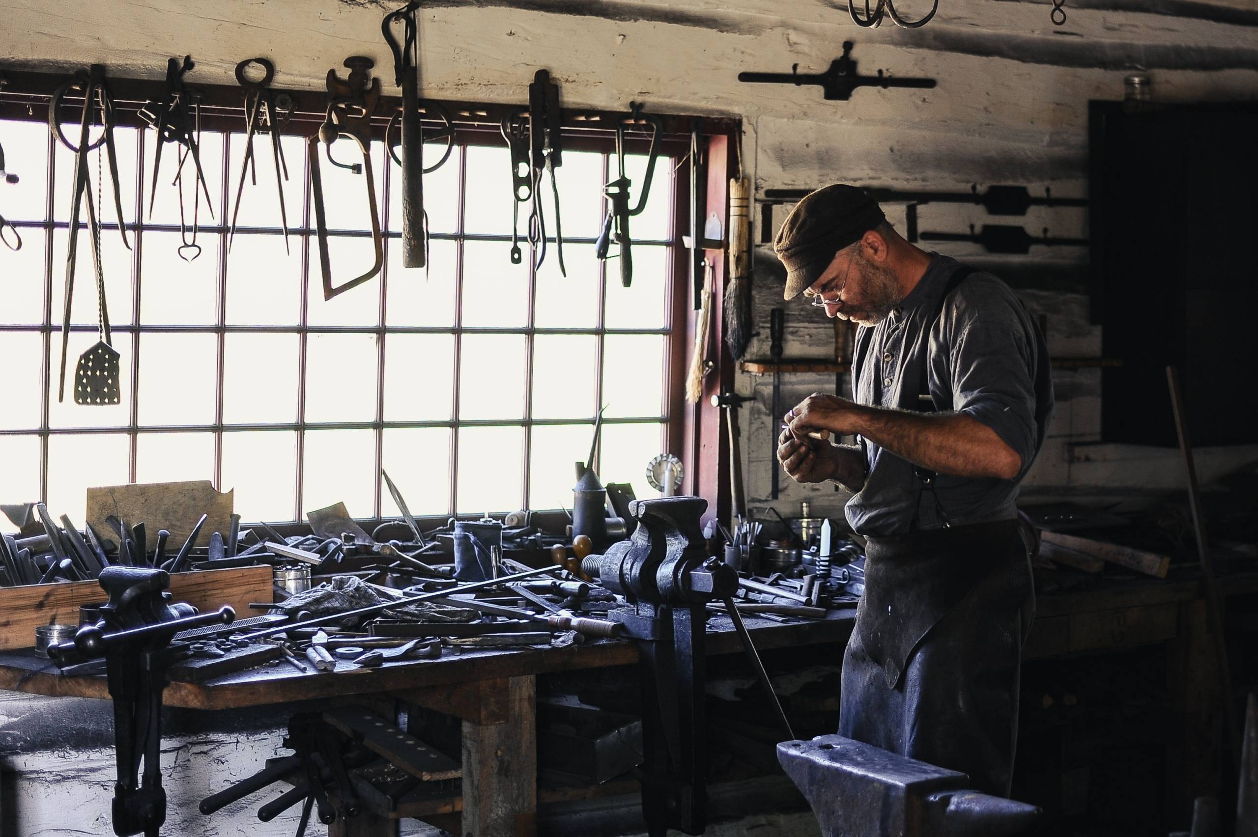 blacksmith with many tools