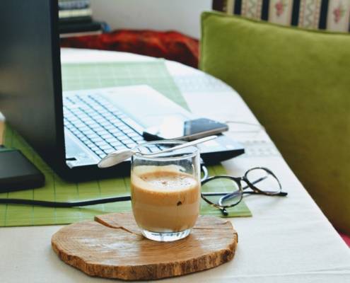 coffee on desk