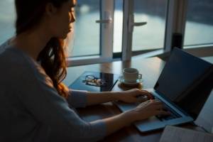 Woman working from home